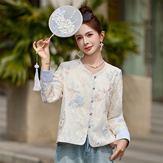 新中式国风刺绣蕾丝短外套女春秋季高级感洋气显瘦小个子气质上衣，女装短外套，布芭啦