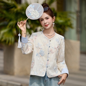 新中式国风刺绣蕾丝短外套女春秋季高级感洋气显瘦小个子气质上衣图片