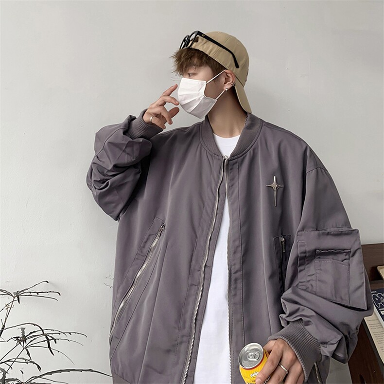 美式工装棒球服外套男女春秋季新款拉链多口袋夹克上衣J8723-p68,男装夹克,星座1008