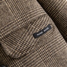 现货精品通勤品牌外贸咖啡色欧美风秋冬新款双面羊毛格子西装外套，女装双面呢大衣，丝露怡语