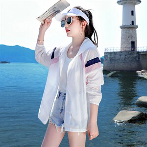 奥特莱斯大牌折扣撤柜清仓拼色防晒衣女刺绣防晒服轻薄开衫外套夏图片