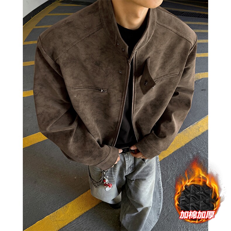 扎染正肩PU皮衣大码加棉夹克棉服外套男J5238J加棉-特P90控158，男装皮衣，电商A001