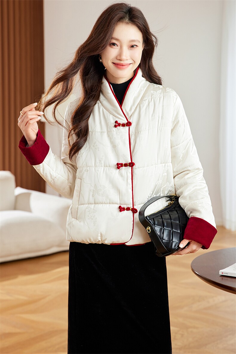 新中式国风羽绒棉服女2024冬季新款加厚保暖小个子立领盘扣小棉袄,女装棉衣/棉服,新依时派
