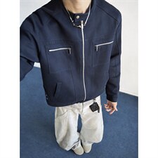 26春装高品质老钱风立领夹克外套男女美式潮牌拉链工装风宽松上衣，男装夹克，电商A486