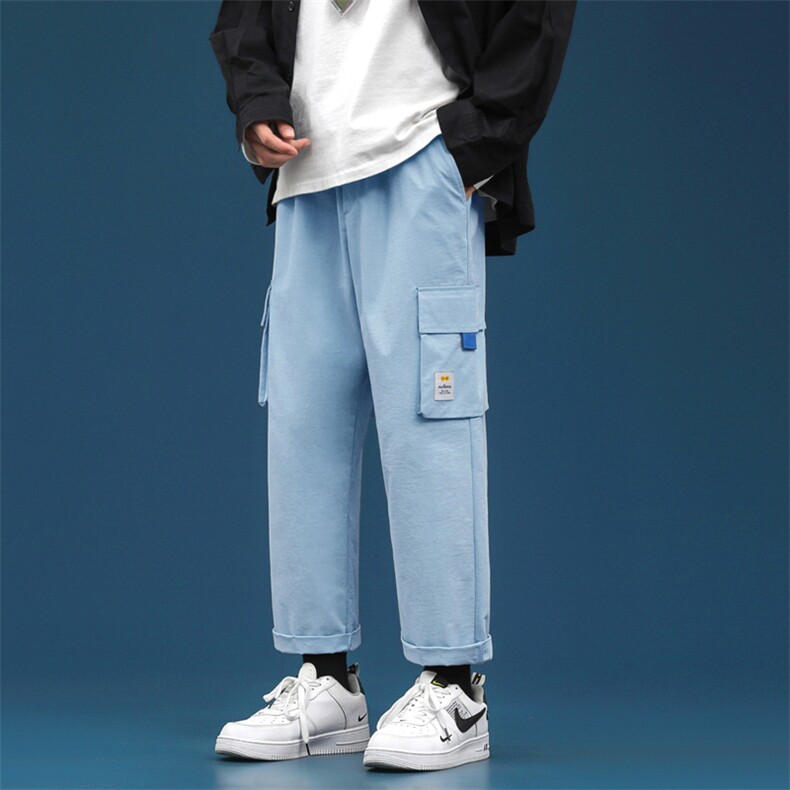 加绒运动风2021九分裤男潮流宽松运动休闲工装裤5106-P30加绒批35,男装休闲裤,星座718-1