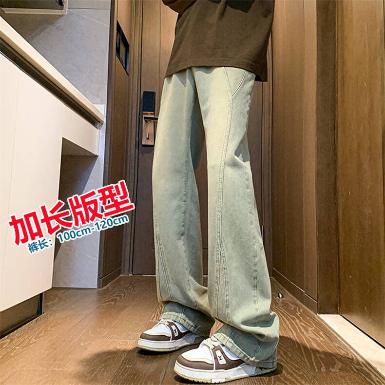 加长牛仔裤男高个子188cm110水洗复古渐变拼接裤子KZ014P63加绒73图片