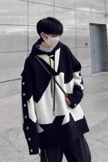 【有货】假两件撞色针织连帽卫衣帅v领毛衣外套MY629特P63，男装针织衫/毛衣，星座908-1