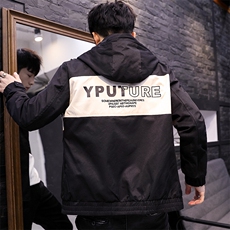 外套男秋新款潮流潮感撞色拼接连帽夹克男士宽松外套JK147-P70，男装夹克，星座1206（原A206）