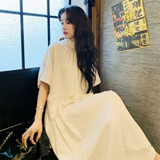 【现货夏装】木耳边拼接假两件连衣裙2C158-8383-P130-K188，女装连衣裙，2C158