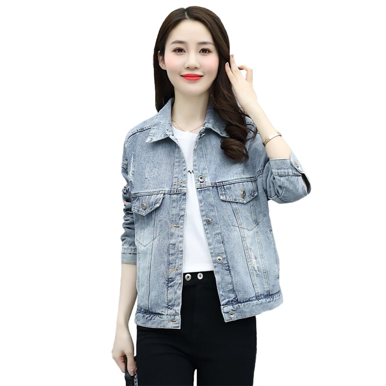 2021春季新款简约潮流时尚气质修身短款牛仔外套,女装牛仔外套,魅影