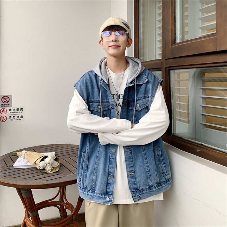 牛仔马甲背心男士秋季美式高街ins坎肩外套宽松休闲马夹MJ129-P68,男装背心/马甲,星座1103-3