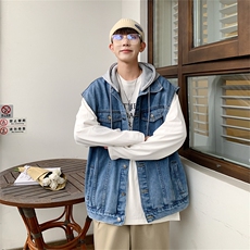 牛仔马甲背心男士秋季美式高街ins坎肩外套宽松休闲马夹MJ129-P68，男装背心/马甲，星座1103-3