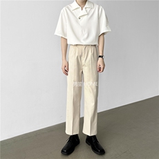 男笙HOME2025春夏季高腰直筒西裤男高级感痞帅九分休闲宽松西装裤，男装西裤，星座1210-1