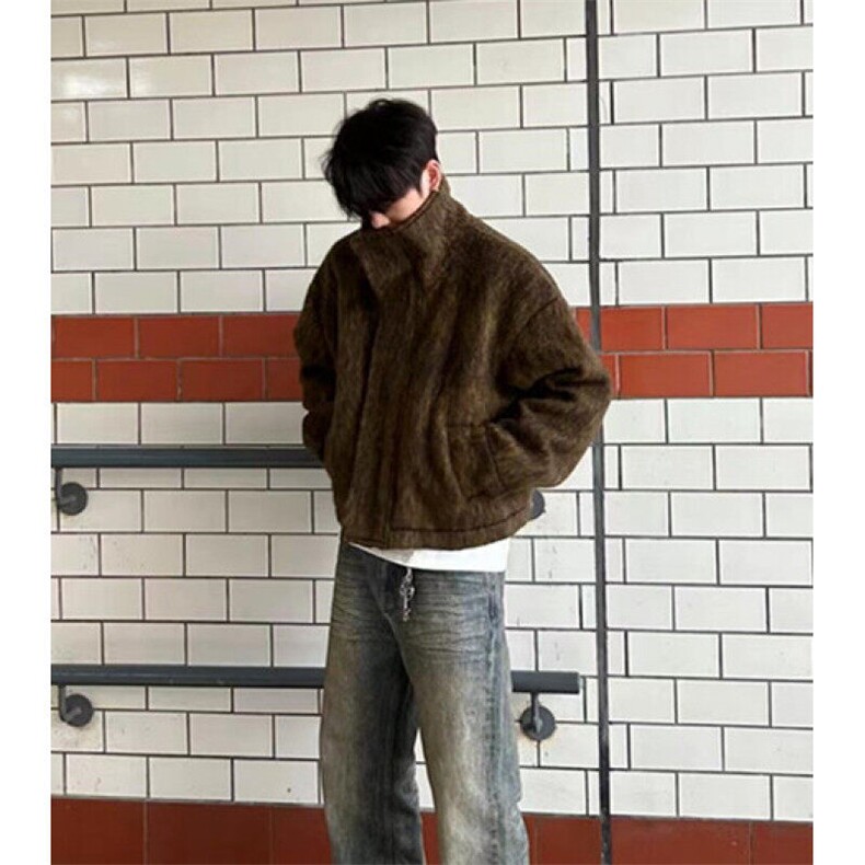 加厚慵懒风开衫毛衣外套男女年冬季小众设计感百搭上衣J8161,男装夹克,星座1116A（原606A-3）