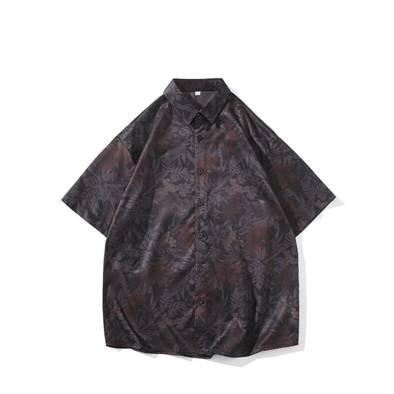精品花衬衫男短袖夏季痞帅休闲上衣服外套翻领大码衬衣A012/P35,男装衬衫,电商A012
