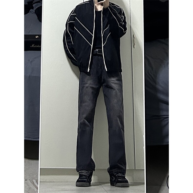 B221美式ins高街小众百搭纯色微喇牛仔裤LK22087-P55控78,男装牛仔裤,电商B221