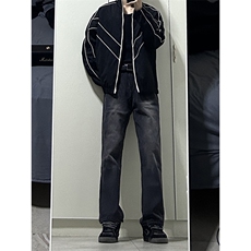 B221美式ins高街小众百搭纯色微喇牛仔裤LK22087-P55控78，男装牛仔裤，电商B221