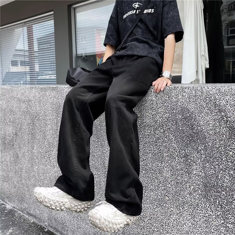 美拉德棕色工装裤复古直筒阔腿cleanfit宽松多口袋牛仔~K3209-p55,男装工装外套,星座601-2