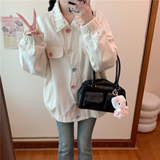 粉色小碎花牛仔外套女春秋季新款设计感撞色翻领夹克上衣C840-P98，男装工装外套，星座911-2(原星座613-2）
