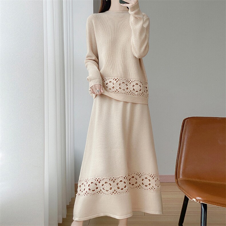 2025镂空花套装上衣百搭，女装针织衫/毛衣，江南羊绒