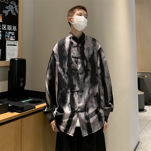 T027-P40夏季宽松型冰丝中山装长袖衬衫图片