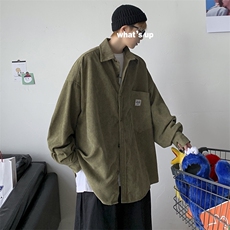 秋装灯芯绒衬衫长袖外套男女情侣款港风日系宽松复古H202/P45，男装衬衫，钱塘713