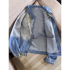 JK8973-P73美式复古秋季新款花卉潮牌设计感渐变刺绣牛仔夹克，男装夹克，电商B323A