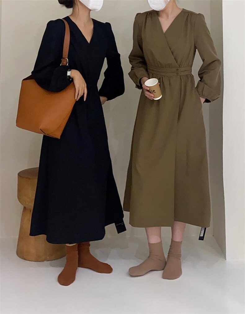 秋季连衣裙，女装连衣裙，唇蔻