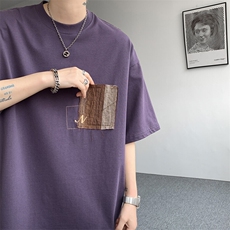 8XL-M高品质纯棉美式复古宽松简约百搭学院风短袖T恤上衣男DX343，男装T恤，电商D206-1