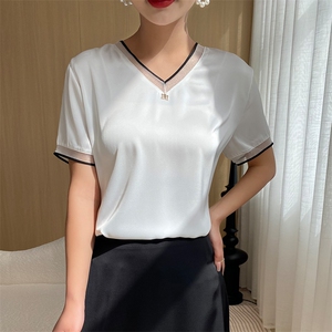 针织短袖t恤女2025新款夏季薄款宽松显瘦打底上衣小衫图片
