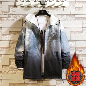 8XL-M加肥加大码连帽棉衣外套男2023冬季新款渐变色棉服棉袄控118图片