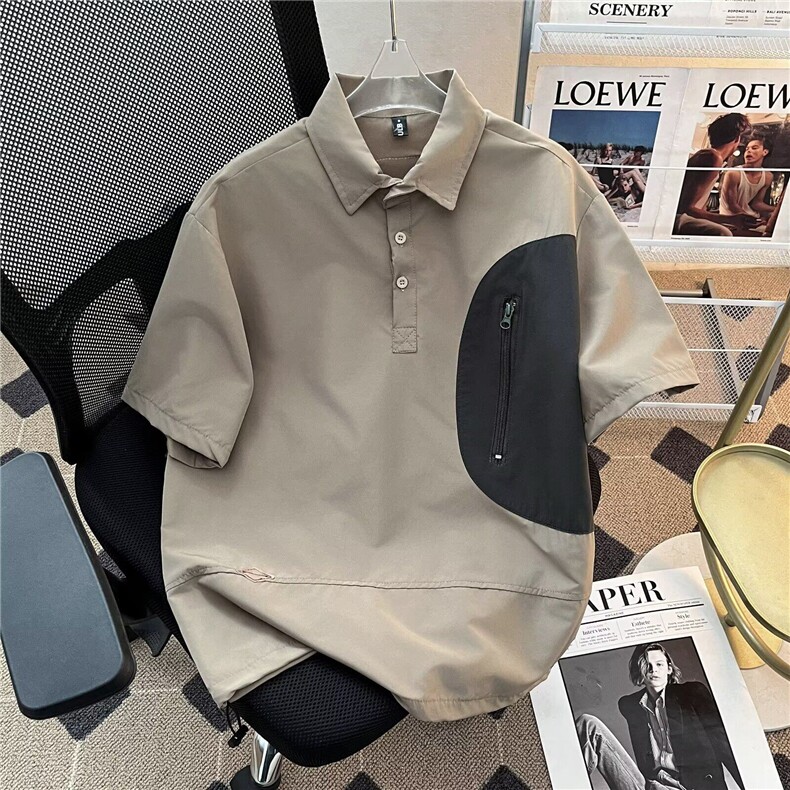 C512 P34男生休闲POLO衫短袖青年休闲上衣百搭翻领图片