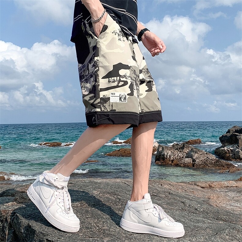 DD6455P28海景短裤男士夏季薄款冰丝速干中裤夏潮流运动篮球沙滩,男装休闲裤,星座510A-1