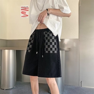 牛仔短裤男五分裤夏季薄款直筒高街中裤潮牌ins工装裤衩N3075图片