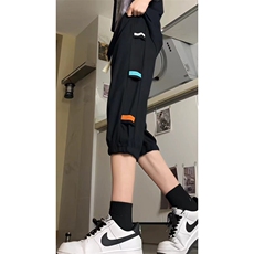 抖音品质）夏季高街宽松束脚华夫格七分运动裤货号QF25，女装休闲裤，电商A063