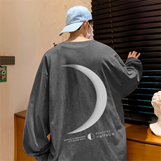 直播品质重磅纯棉美式蜡染水洗做旧潮牌宽松长袖t恤CT330特P38，男装T恤，电商A486