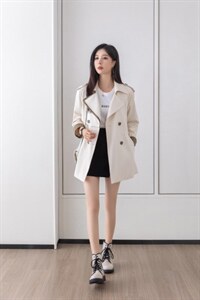 拼色风衣,女装风衣,百妹仟红