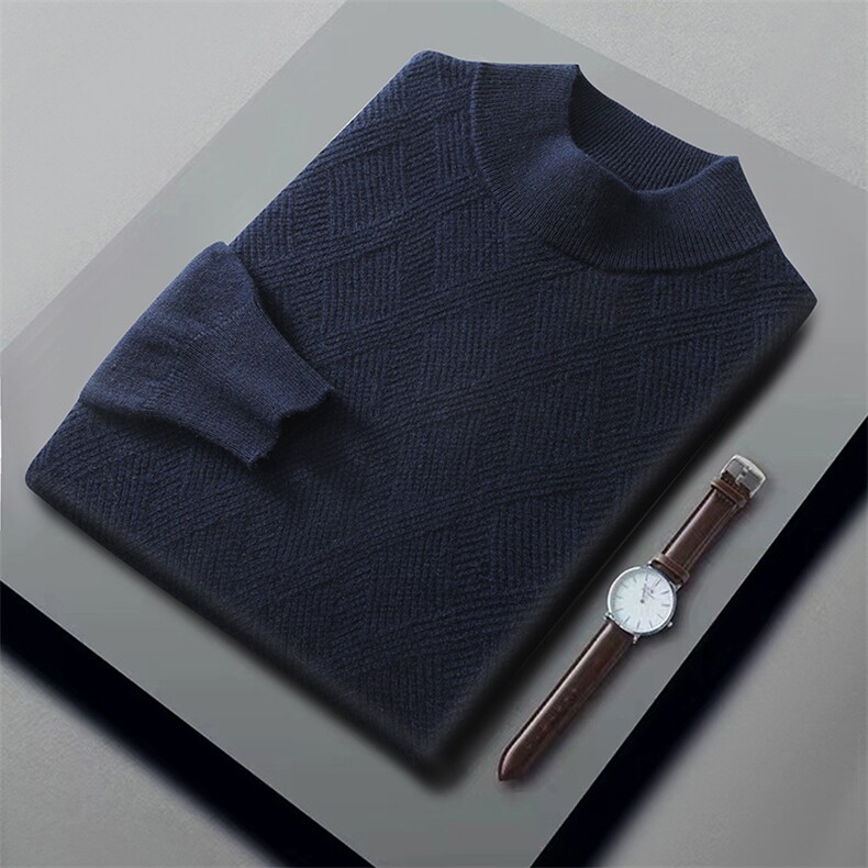 2024秋季男士新款前片小席编羊毛套头衫，男装羊毛衫，江杉羊绒