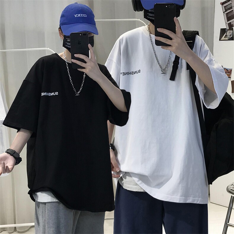 XZ115A-T06 200克纯棉男女字母印花大码S-5XL 10色T恤衫圆领半袖图片