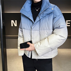新标90绒有报告男士立领渐变色羽绒服宽松外套6732-P395，男装羽绒服，电商B328