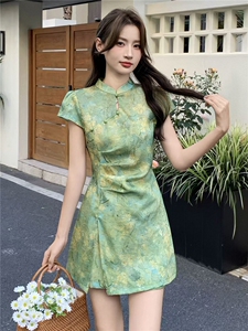 新中式印花改良旗袍裙短裤两件套女2026夏季新款时尚优雅减龄套装图片