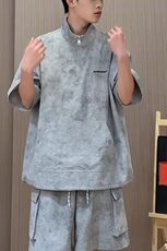 扎染带口袋短袖polo衫男女新款夏季速干一套穿搭运动工装T恤，男装休闲套装，星座218-1（原230）