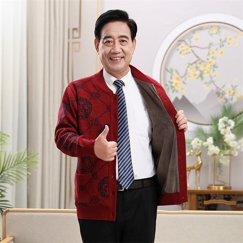 2024年秋冬季新款中老年男女同款时尚潮流长袖开衫保暖,女装羊毛衫,衣恋羊绒