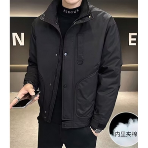 秋冬季男士立领夹克潮流英伦冲锋衣帅气加厚棒球服外套男 JX041图片