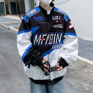 A665-P72 春秋美式宽松机车夹克棒球服外套男高街ins潮牌赛车服图片
