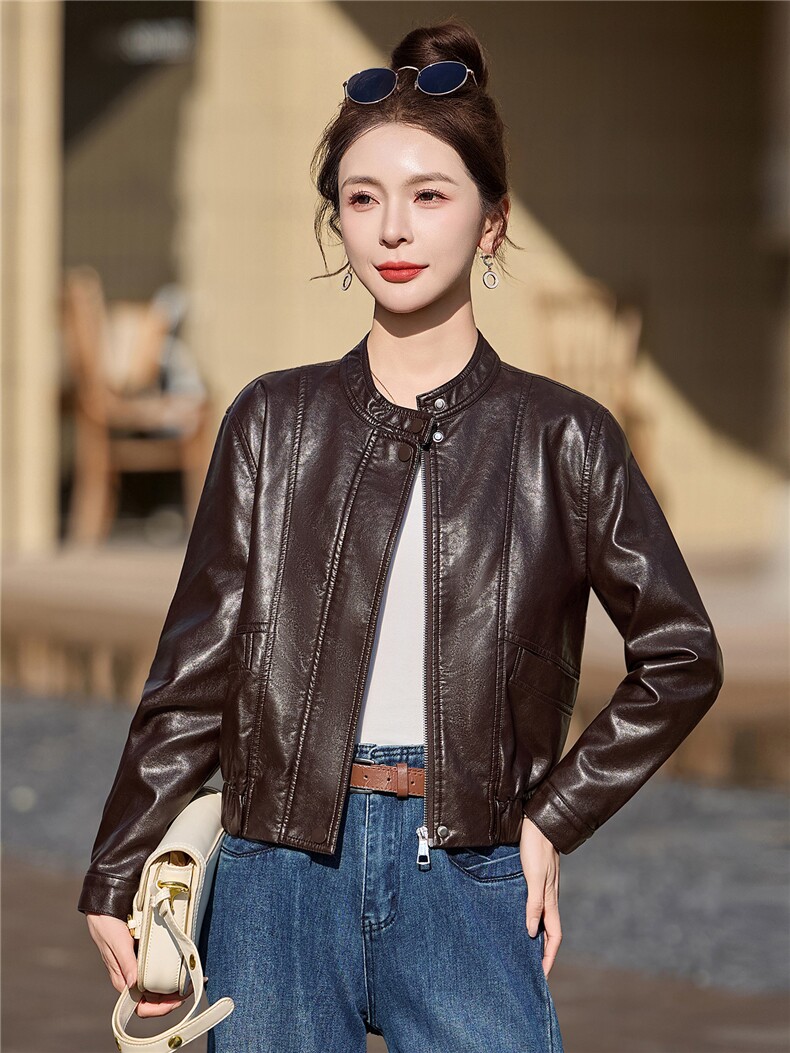 2026年春季新款现货时尚皮衣小外套经典女装,女装皮衣,臻衣坊