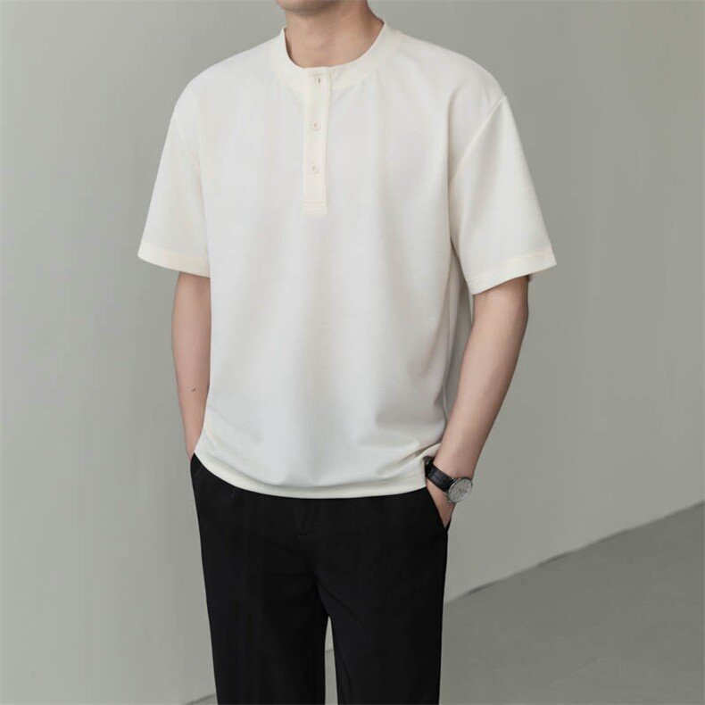 夏打底衫纯色亨利领纯色圆领T恤短袖轻熟风A236-82559-特P38,男装T恤,电商A236
