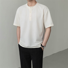 夏打底衫纯色亨利领纯色圆领T恤短袖轻熟风A236-82559-特P38，男装T恤，电商A236