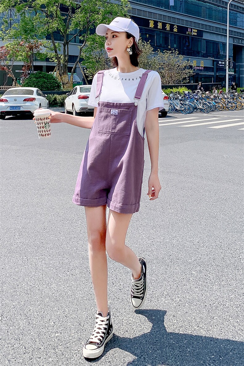 百搭减龄口袋韩版背带裤子2021年夏季常规,女装连体裤,钱塘布衣