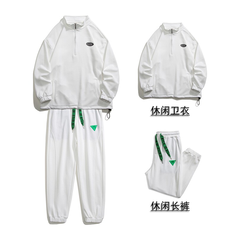 1秋季新款休闲翻领宽松情侣青春套头卫衣套装7145P105控138图片